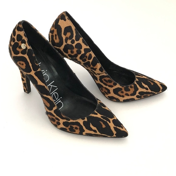 CALVIN KLEIN Leopard Stiletto Heels Leopard Pumps Women’s Size 6 Animal Print - Picture 1 of 16